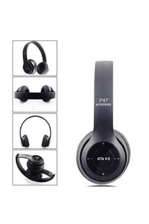 P47 Casque Sans Fil Flexible & Pliable – Bluetooth – Memory Card – Radio – Noir